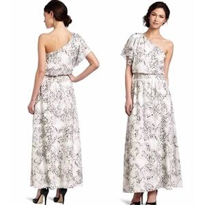 Jessica Simpson One Shoulder Maxi Dress White/Gray/Black Size 8